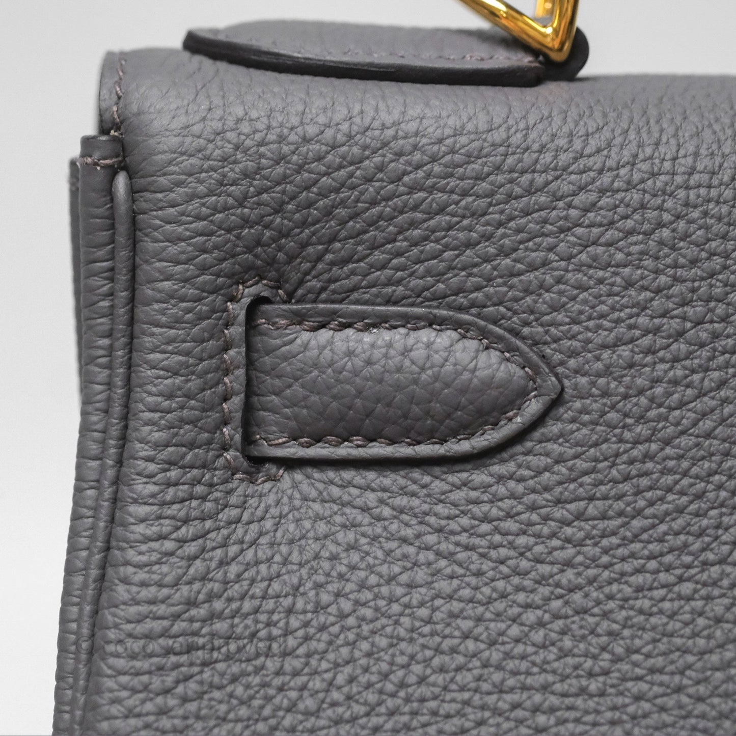 Hermès Kelly II 28 Retourne Etain 8F Togo Gold Hardware