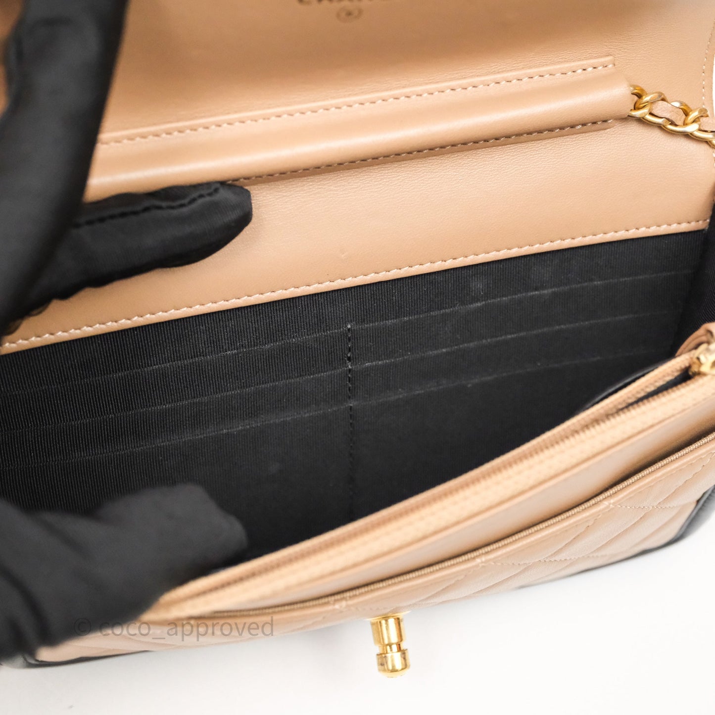 Chanel Quilted Medium Elegant CC Flap Beige Lambskin Gold Hardware