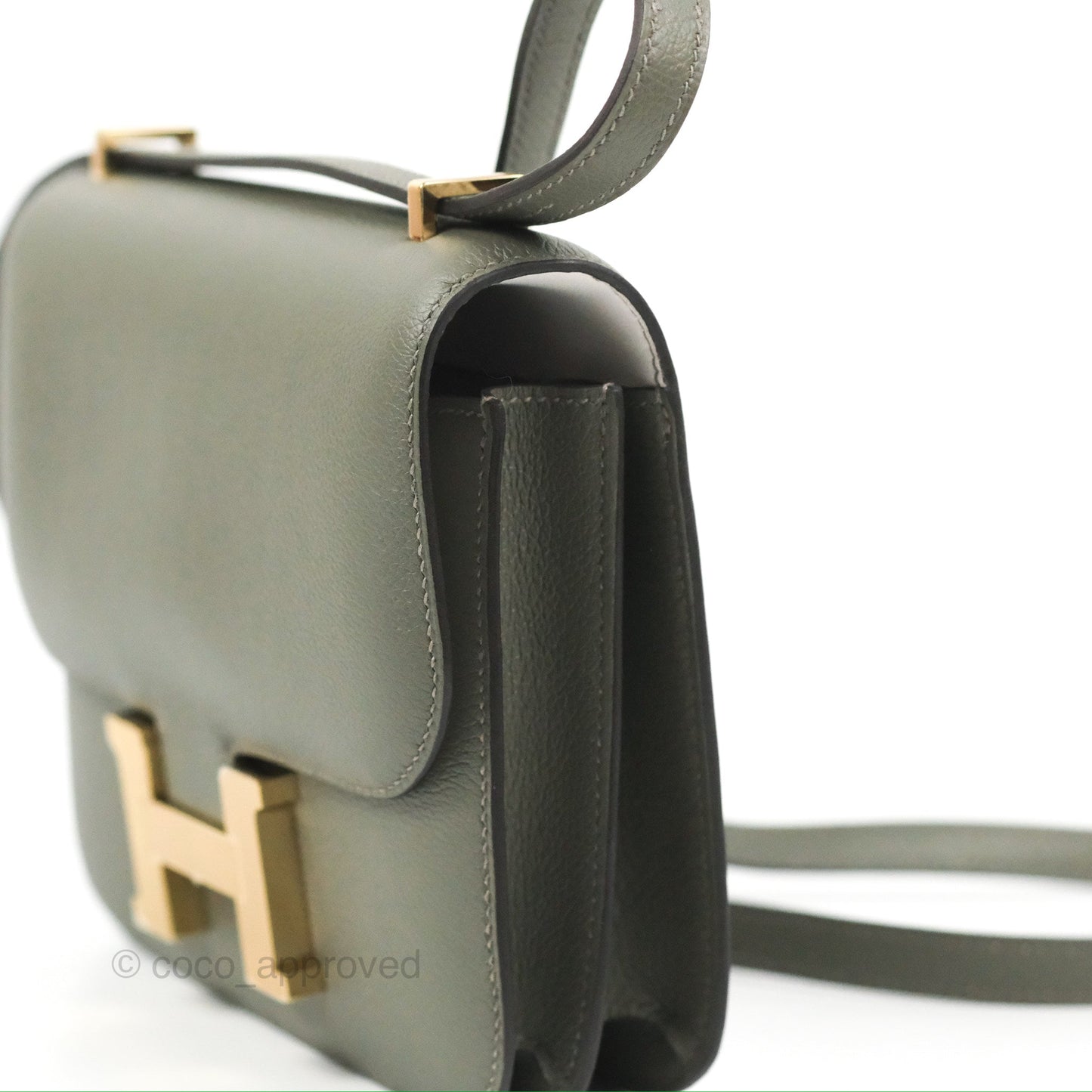 Hermès Constance Mini 18cm with Mirror Gris Meyer 0L/Gris Pale M4 Evercolor Gold Hardware