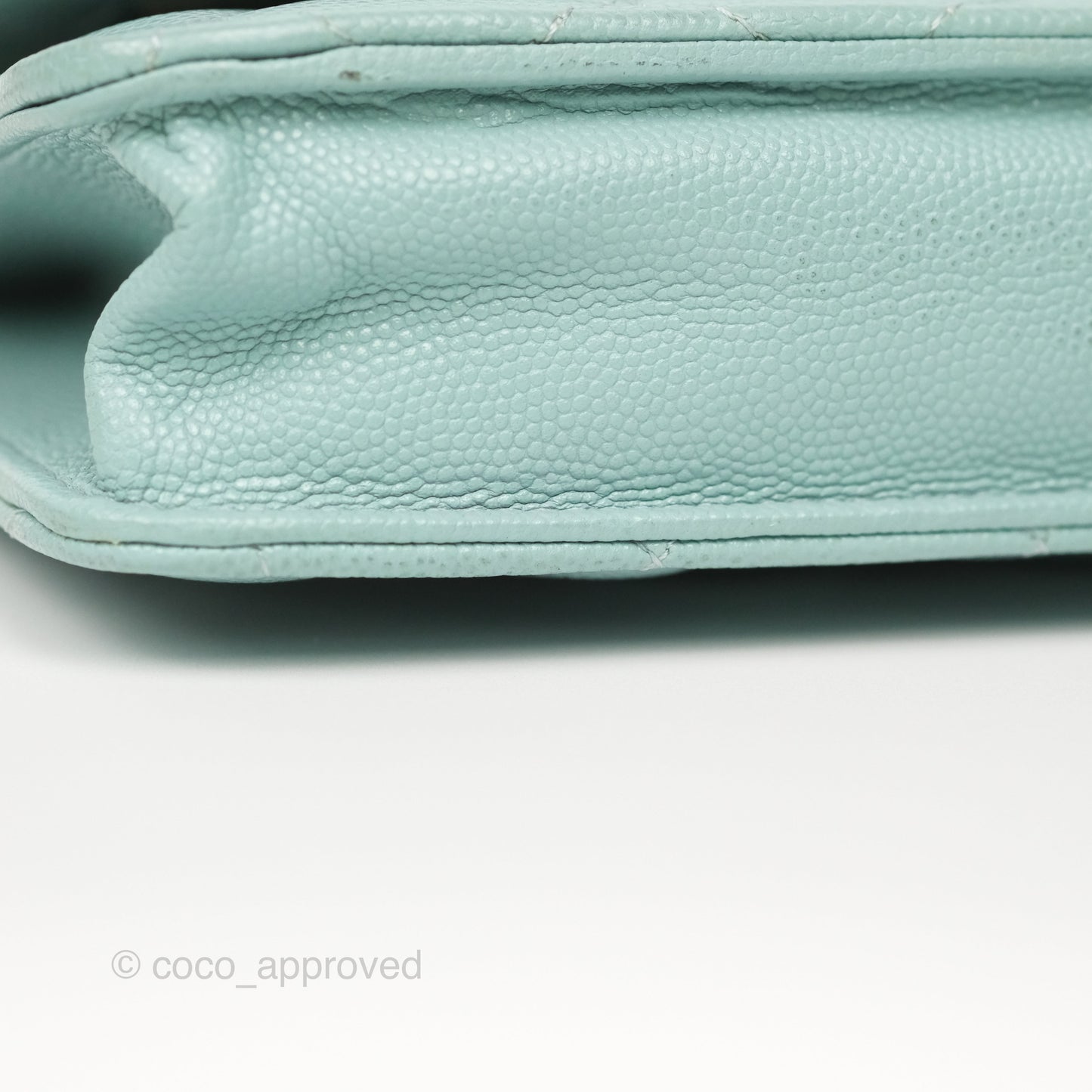 Chanel Quilted Classic Wallet On Chain WOC Tiffany Blue Caviar Gold Hardware