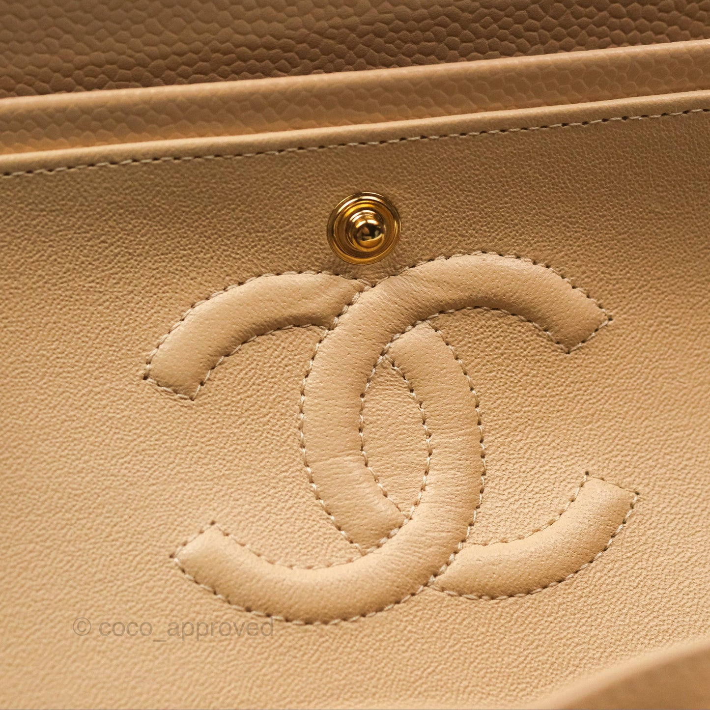 Chanel Classic Small S/M Quilted Flap Beige Caviar Gold Hardware