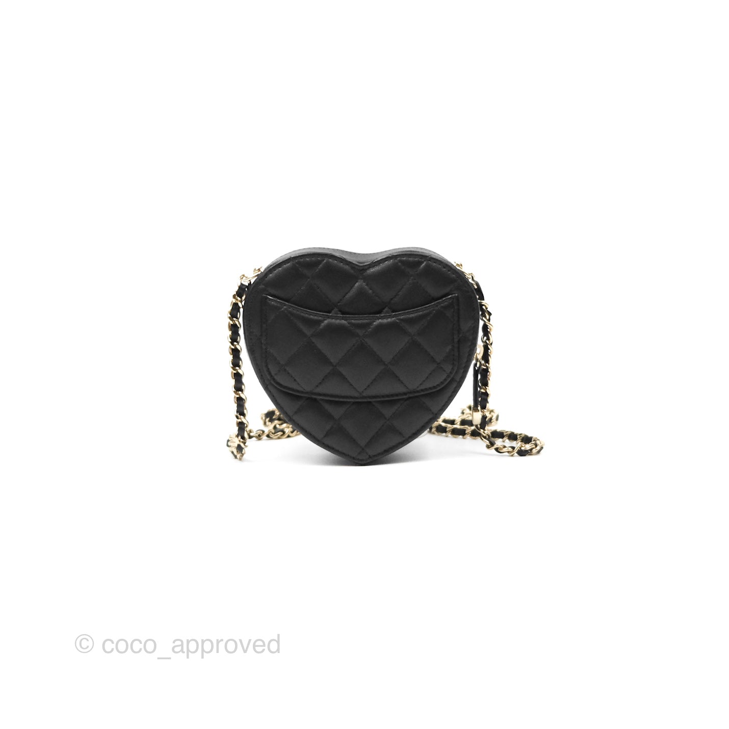 Chanel Small Heart Bag Black Lambskin Gold Hardware 22S