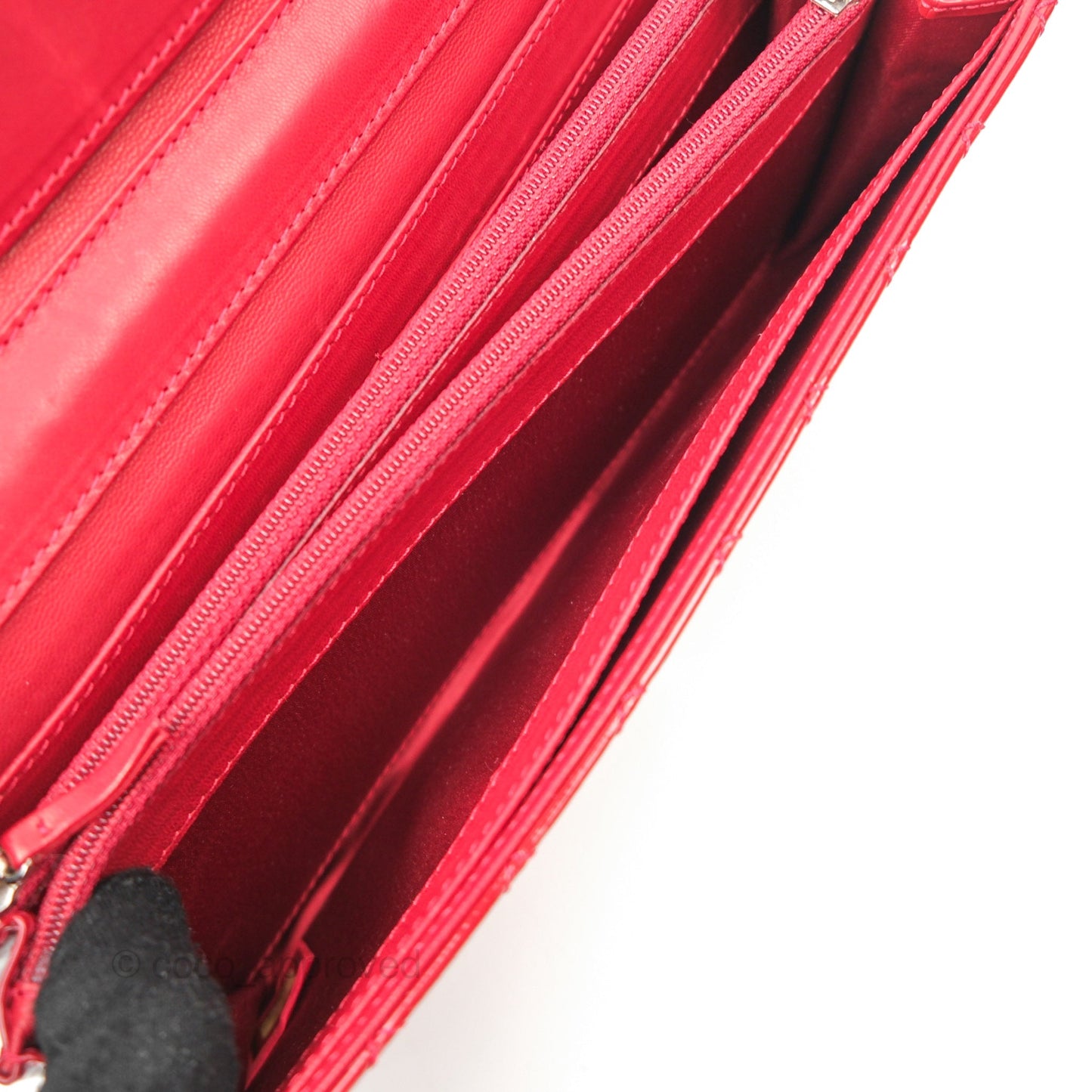 Chanel Brilliant East West Flap Clutch with Chain Red Patent Silver Hardware