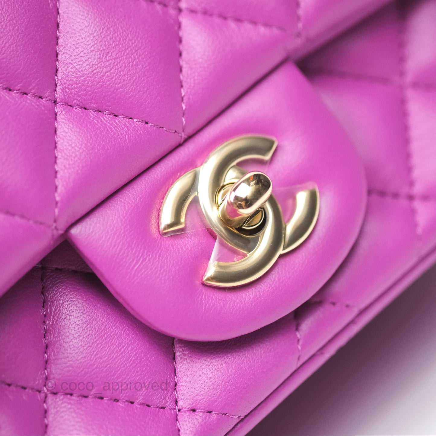 Chanel Mini Square Flap Quilted Purple Lambskin Gold Hardware
