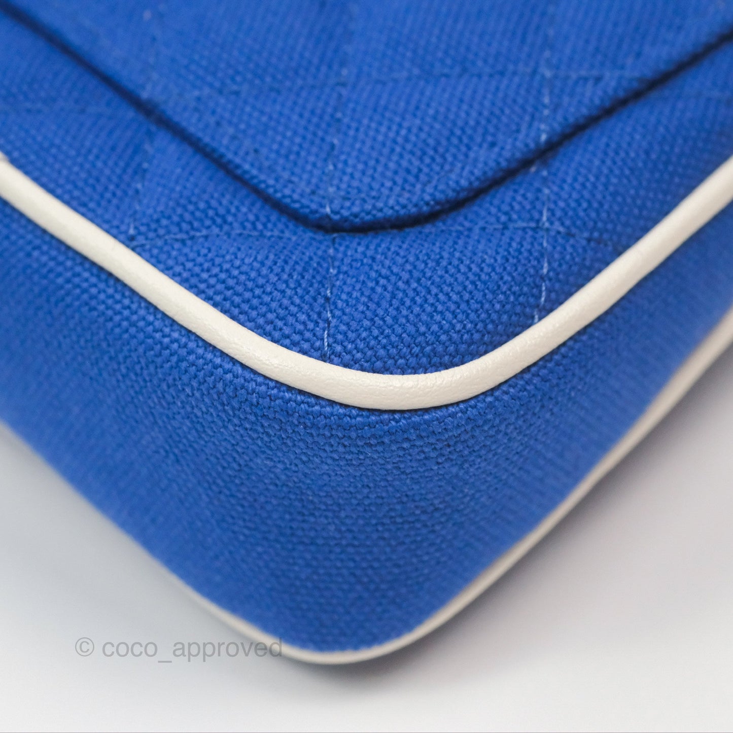 Chanel Mini Tennis Racket Clutch with Chain Blue White Cotton 23C