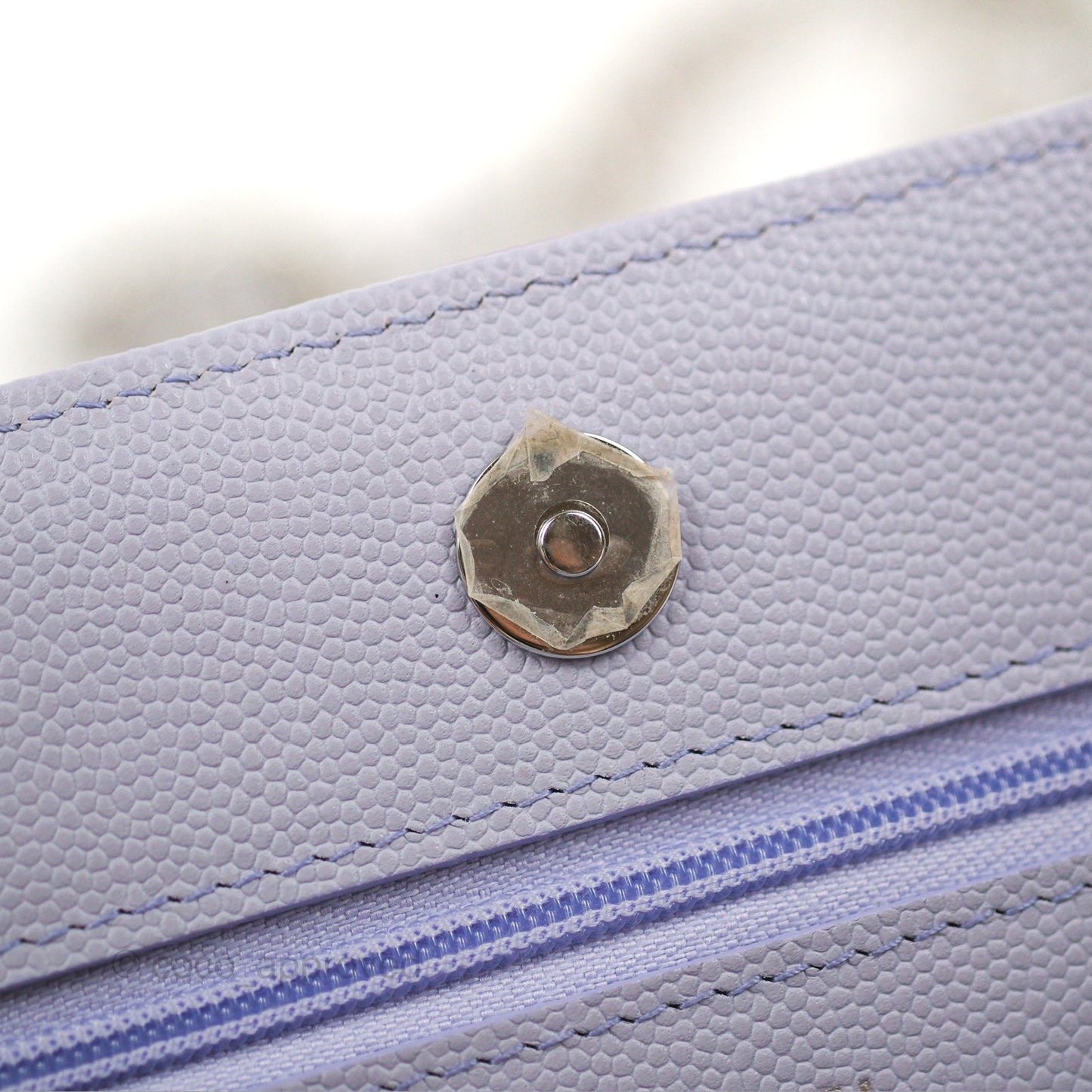 Chanel Quilted Classic Wallet on Chain WOC Lilac Caviar Silver Hardware