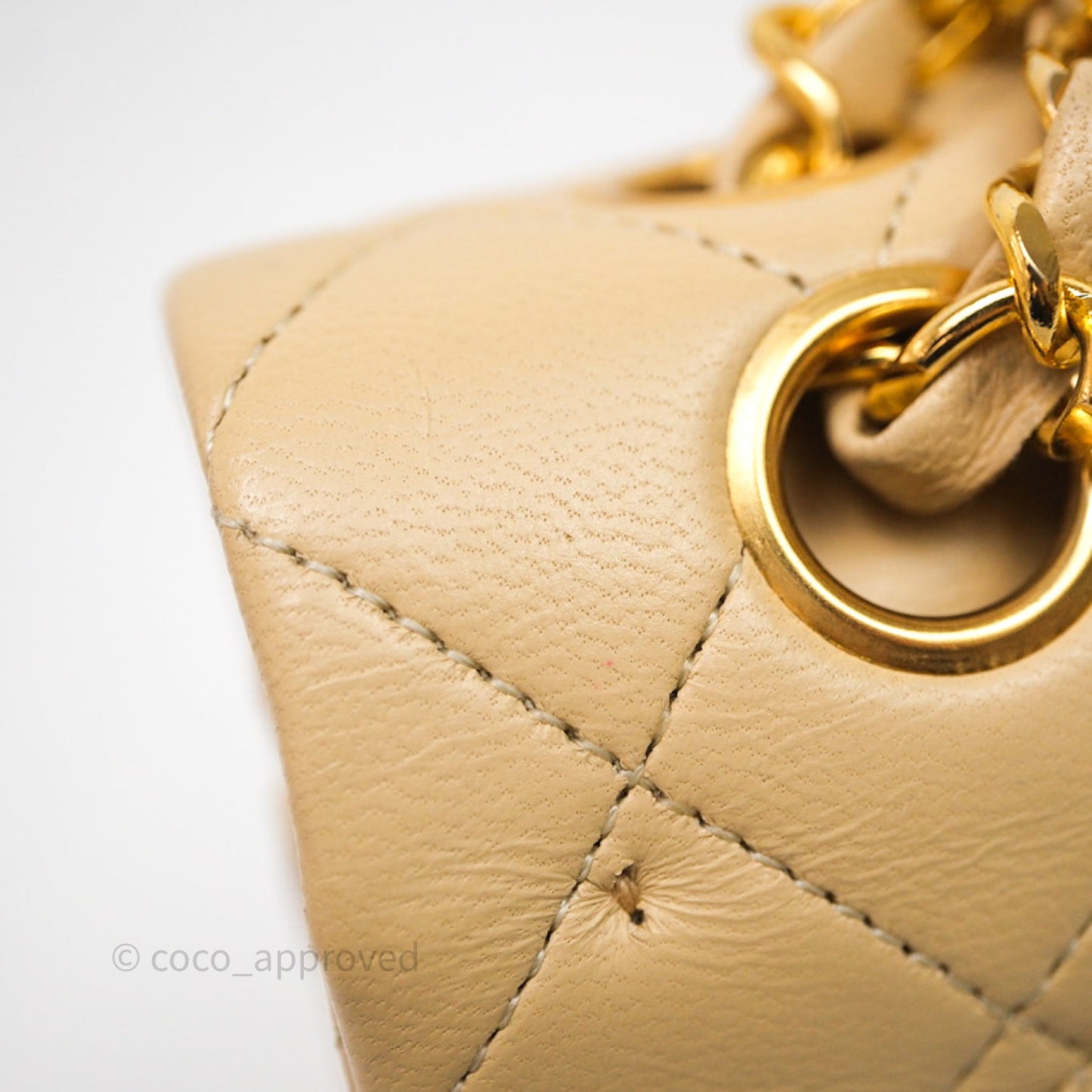 Chanel Vintage Small Classic Flap Beige Lambskin 24K Gold Hardware