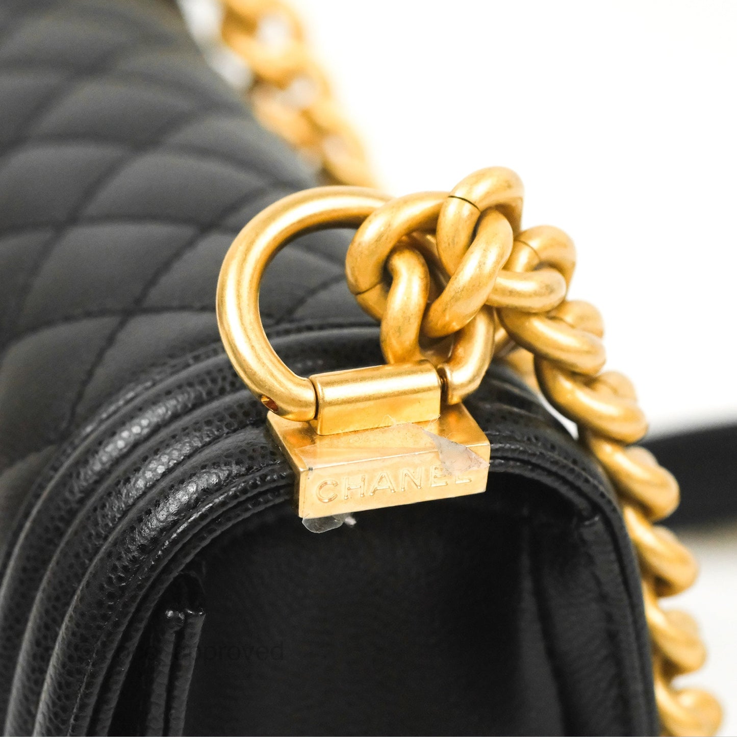 Chanel Small Boy Black Caviar Aged Gold Hardware