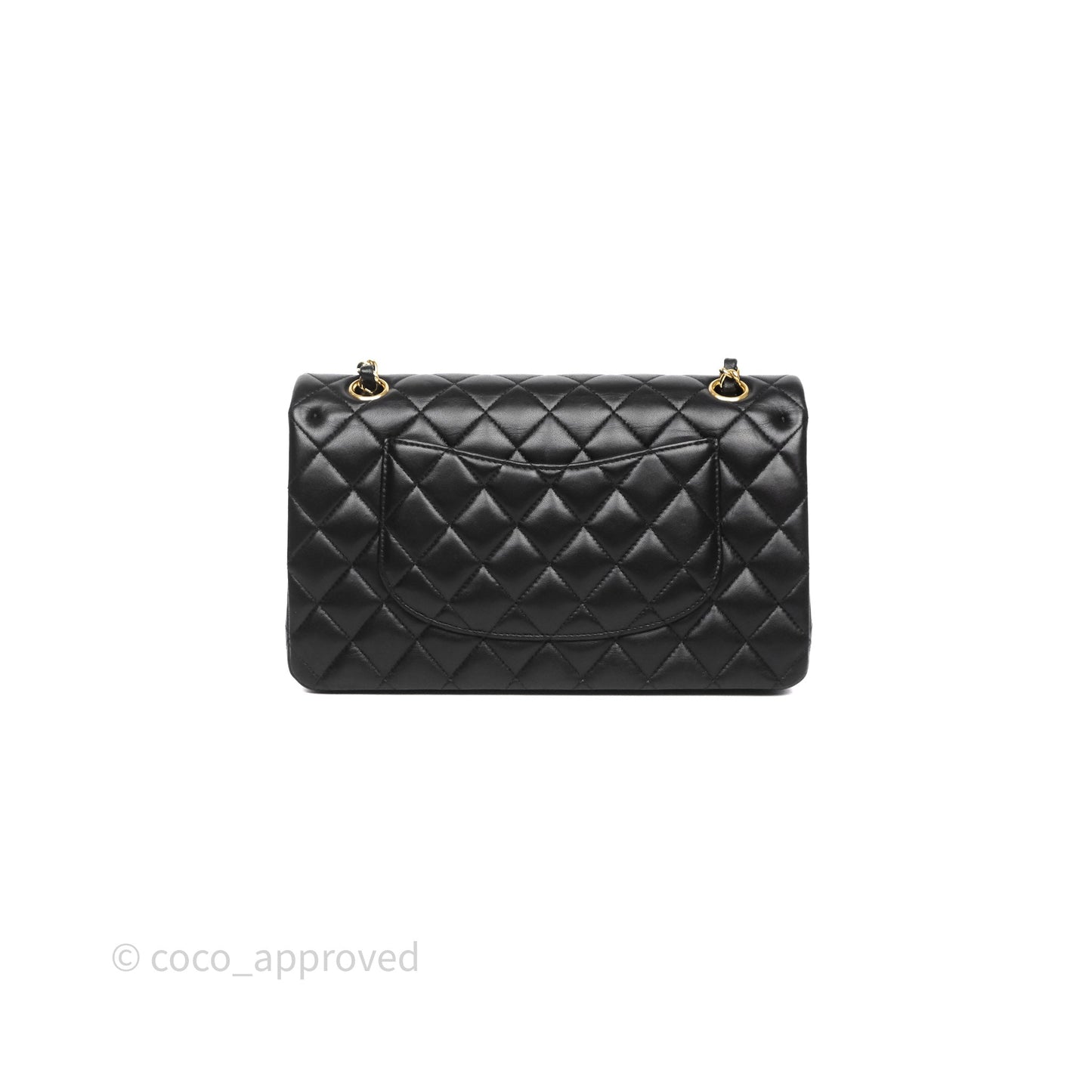 Chanel Classic M/L Medium Flap Quilted Black Lambskin Gold Hardware