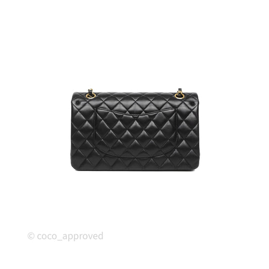 Chanel Classic M/L Medium Flap Quilted Black Lambskin Gold Hardware