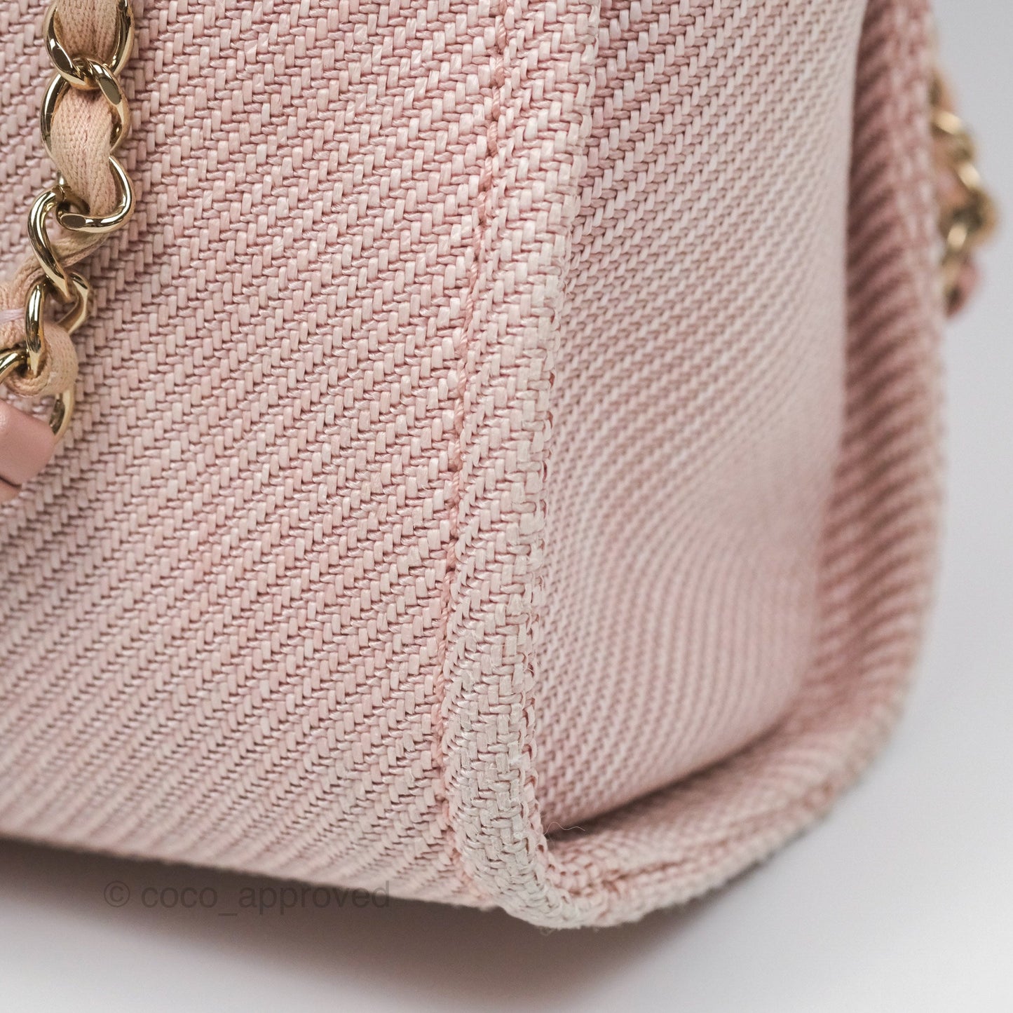 Chanel Small Vertical Deauville Canvas Pink Gold Hardware
