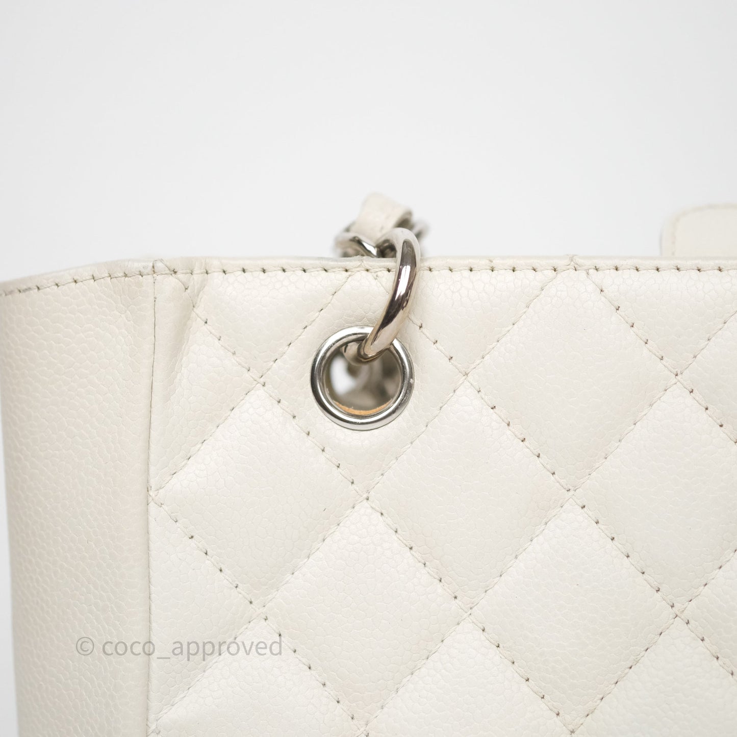 Chanel Vertical GST White Caviar Silver Hardware