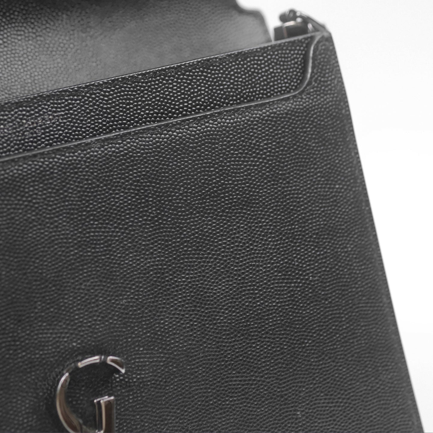 Saint Laurent Cassandra in Grain De Poudre Embossed Leather Black