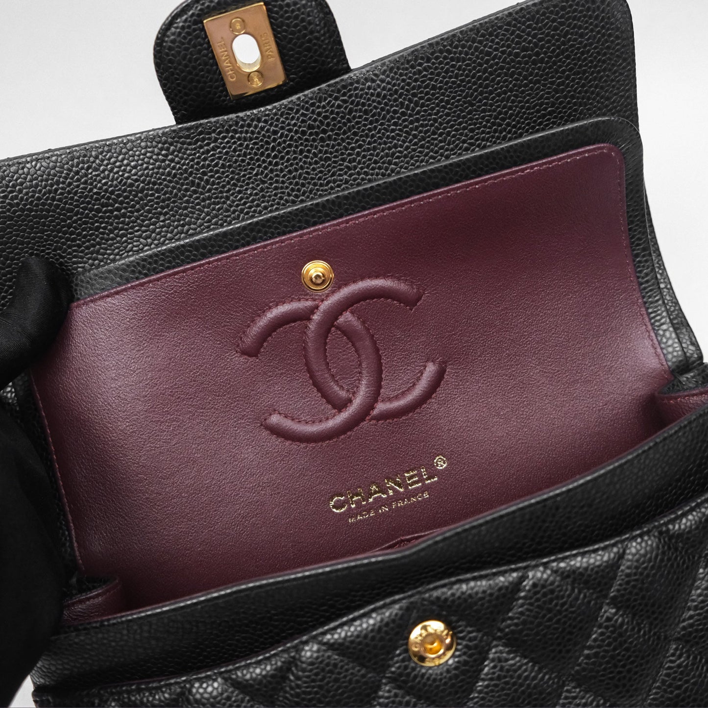 Chanel Small S/M Classic Flap Quilted Black Caviar Gold Hardware
