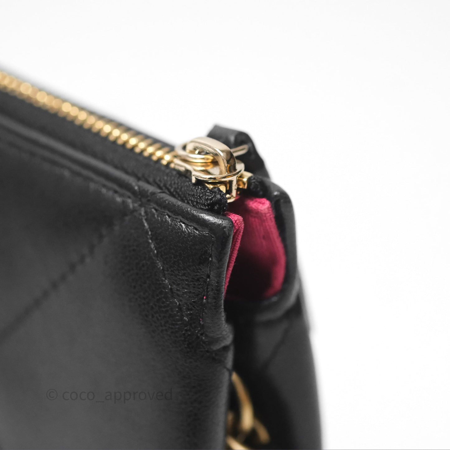 Chanel 19 Pouch Black Shiny Goatskin Mixed Hardware