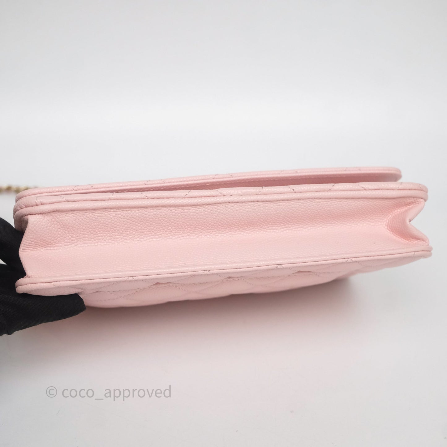 Chanel Classic Quilted Wallet on Chain WOC Light Pink Caviar Gold Hardware