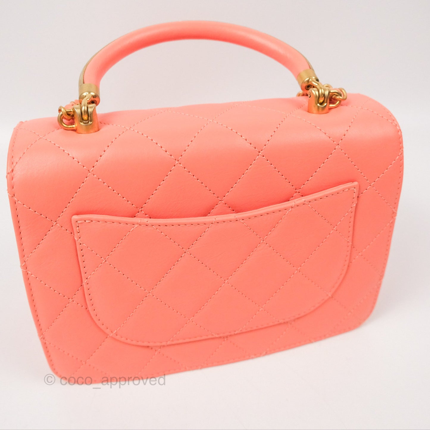 Chanel Metal Top Handle Flap Bag Iridescent Orange Claire Calfskin Aged Gold Hardware