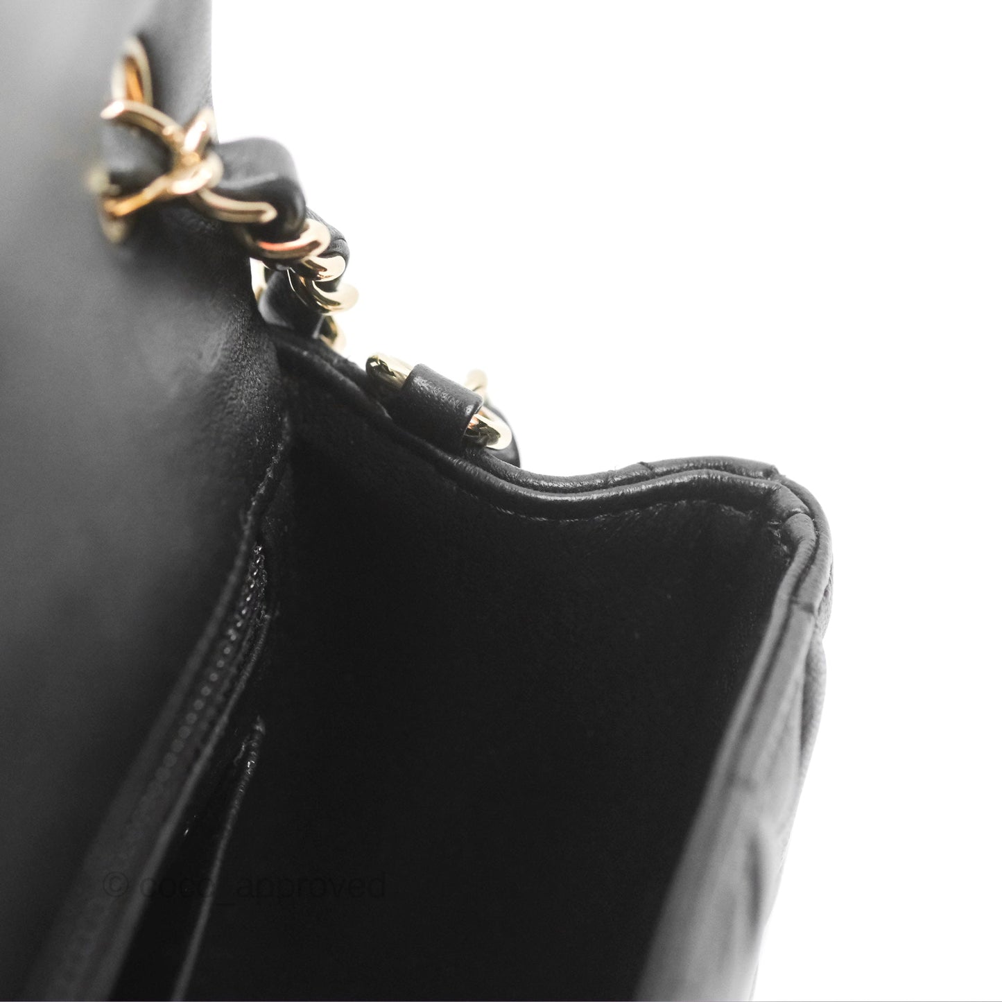 Chanel Quilted Mini Rectangular Black Lambskin Gold Hardware