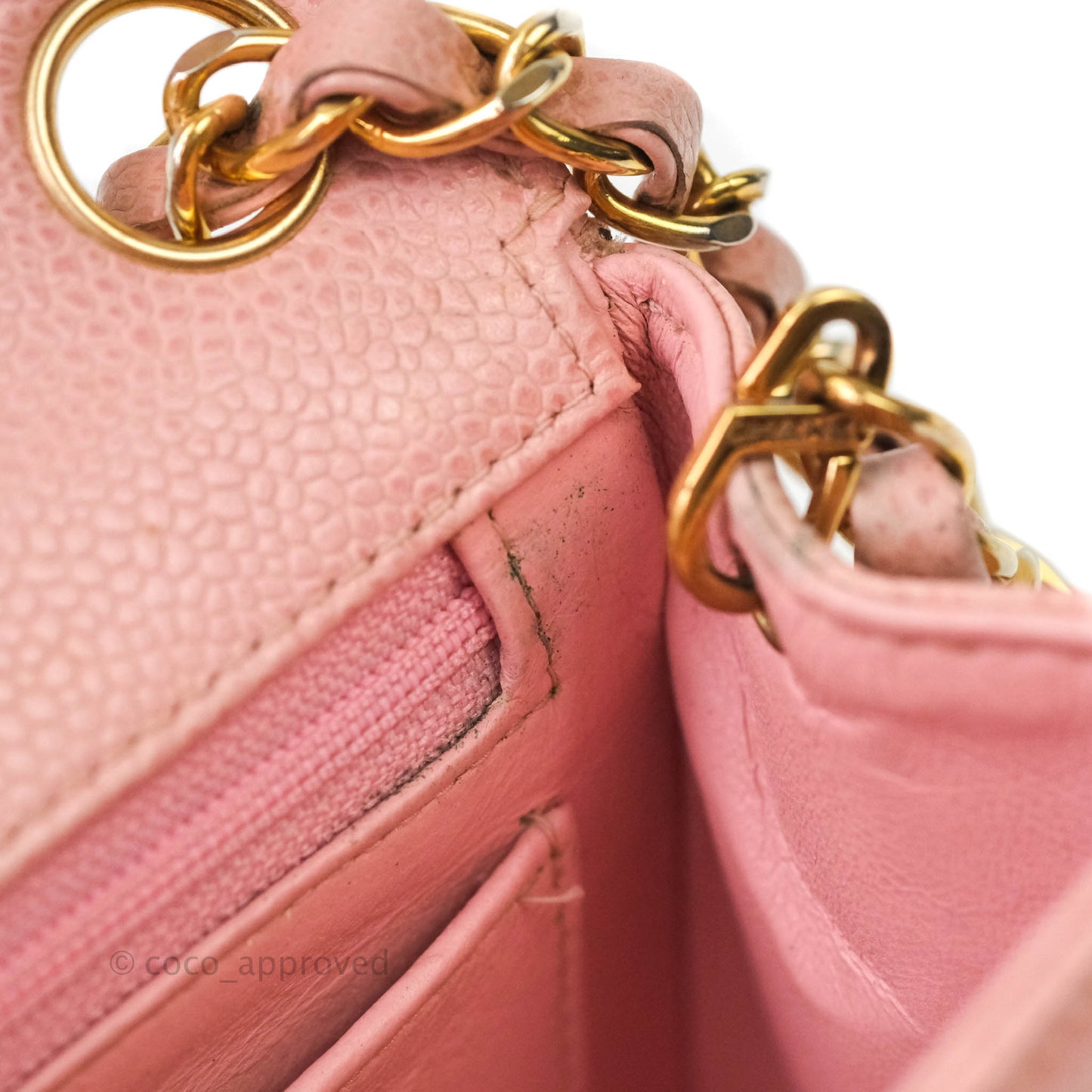 Chanel Quilted Vintage Mini Square Flap Pink Caviar 24K Gold Hardware