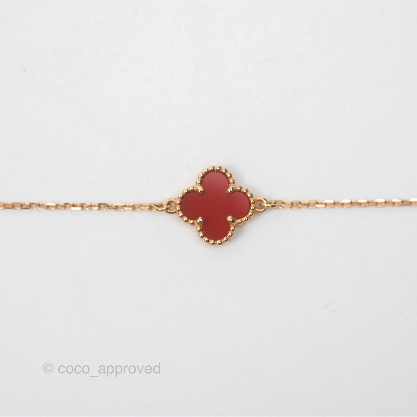 Van Cleef & Arpels Sweet Alhambra Bracelet Rose Gold Red Carnelian