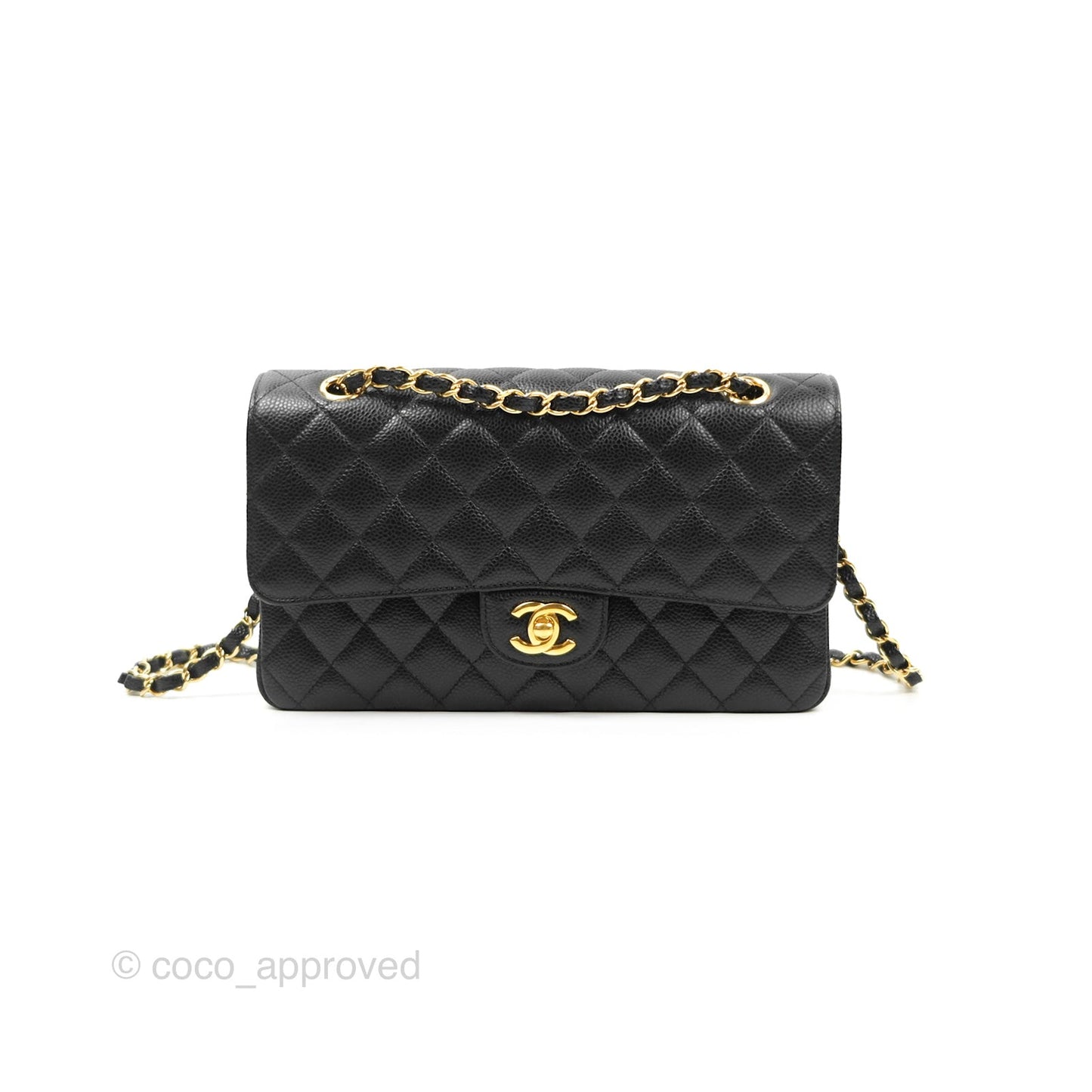 Chanel Classic M/L Medium Flap Quilted Black Caviar Gold Hardware