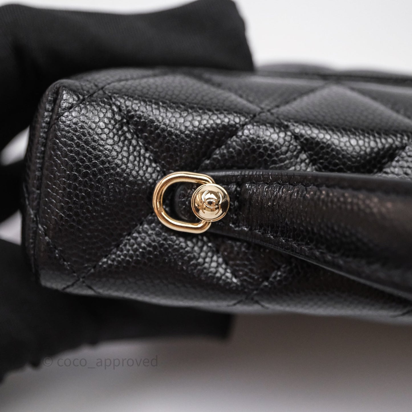 Chanel Top Handle Long Vanity with Chain Black Caviar Gold Hardware