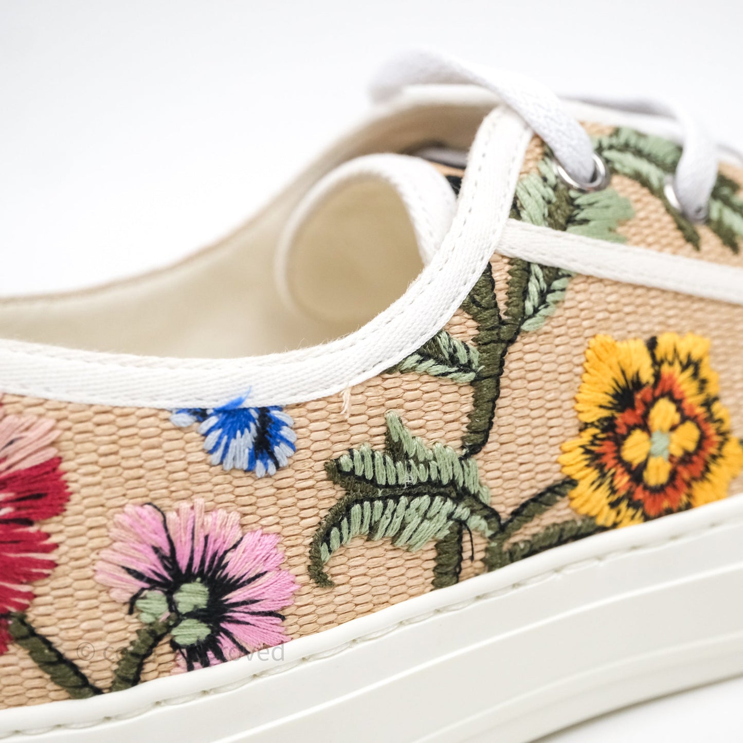 Dior Walk'n'Dior Sneakers Beige Floral Embroidered Canvas Size 37