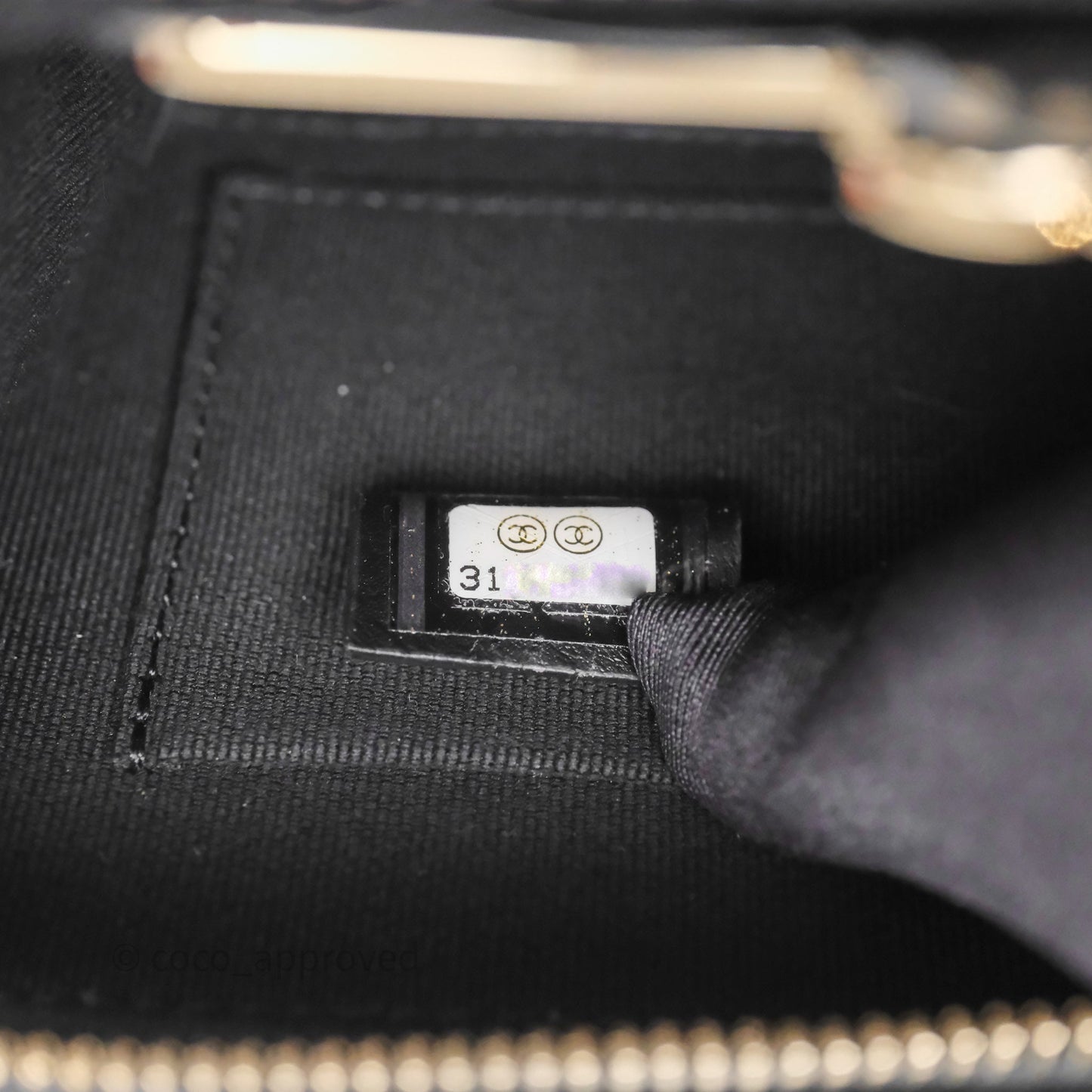 Chanel Quilted Top Handle Mini Vanity Case Black Caviar Gold Hardware