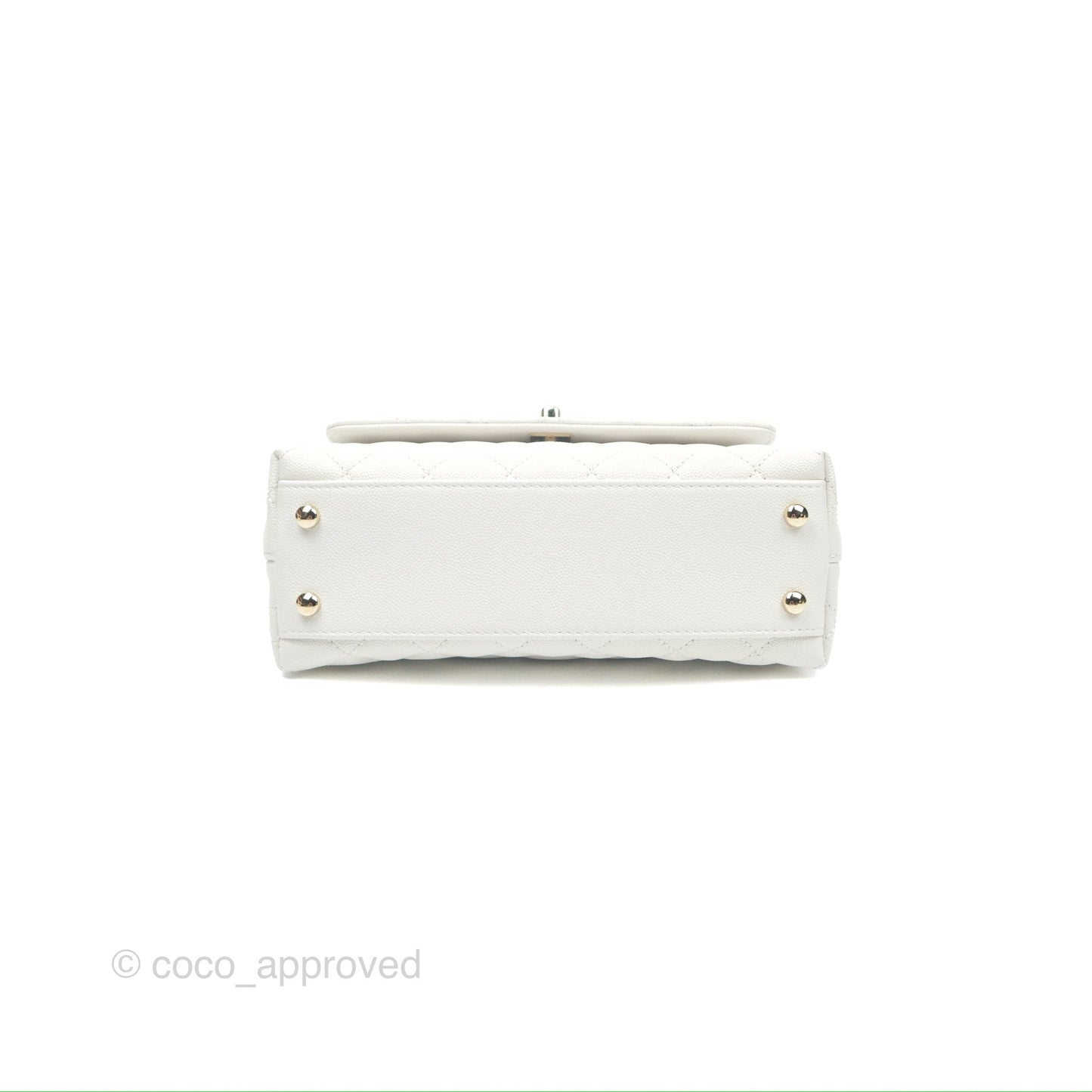 Chanel Small Quilted Coco Handle White Caviar Gold Hardware