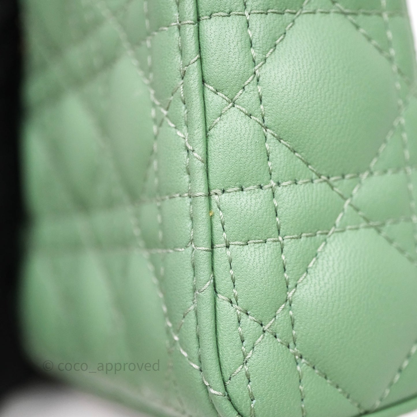 Christian Dior Micro Lady Dior Green Lambskin Cannage Gold Hardware