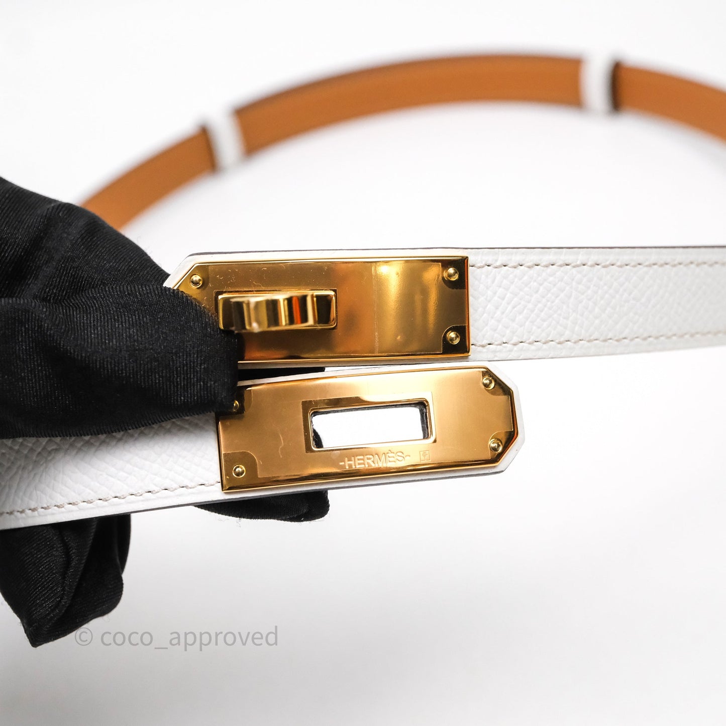 Hermès Kelly Buckle Belt Blanc Epsom Gold Hardware
