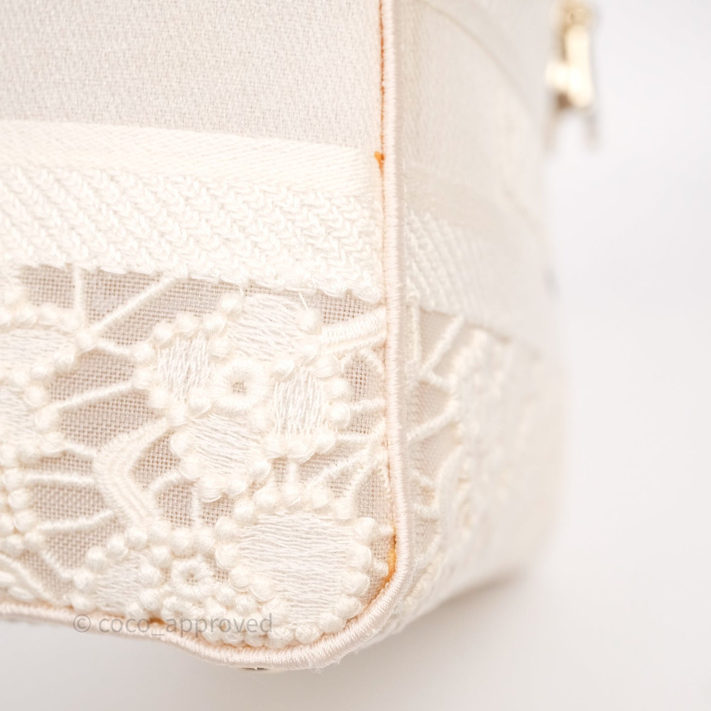 Christian Dior Lace Medium Lady Dior Ivory White Gold Hardware