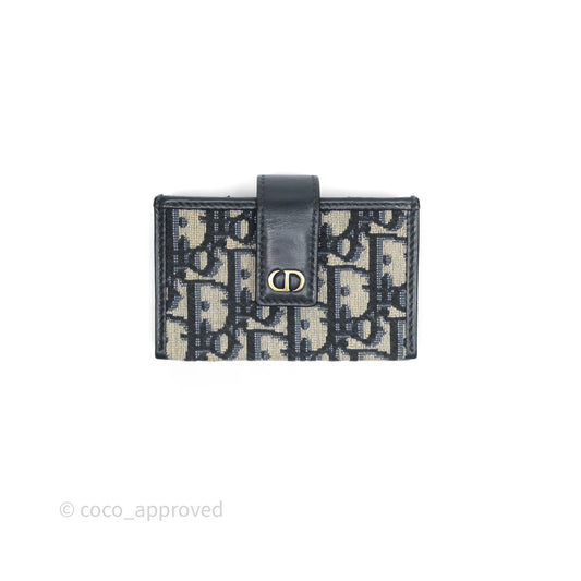Christian Dior 5-Gusset Card Holder Blue Dior Oblique Jacquard