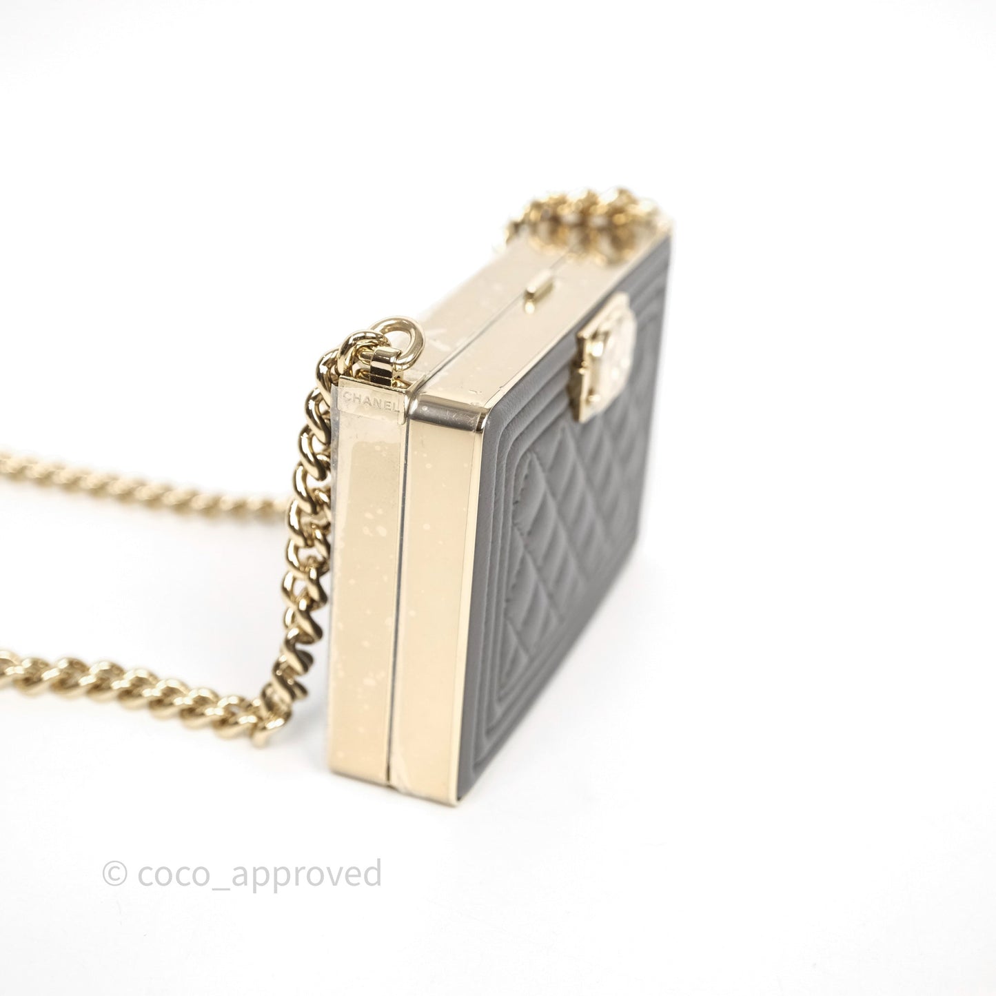 Chanel Grey Boy Mini Clutch Lambskin Gold Hardware