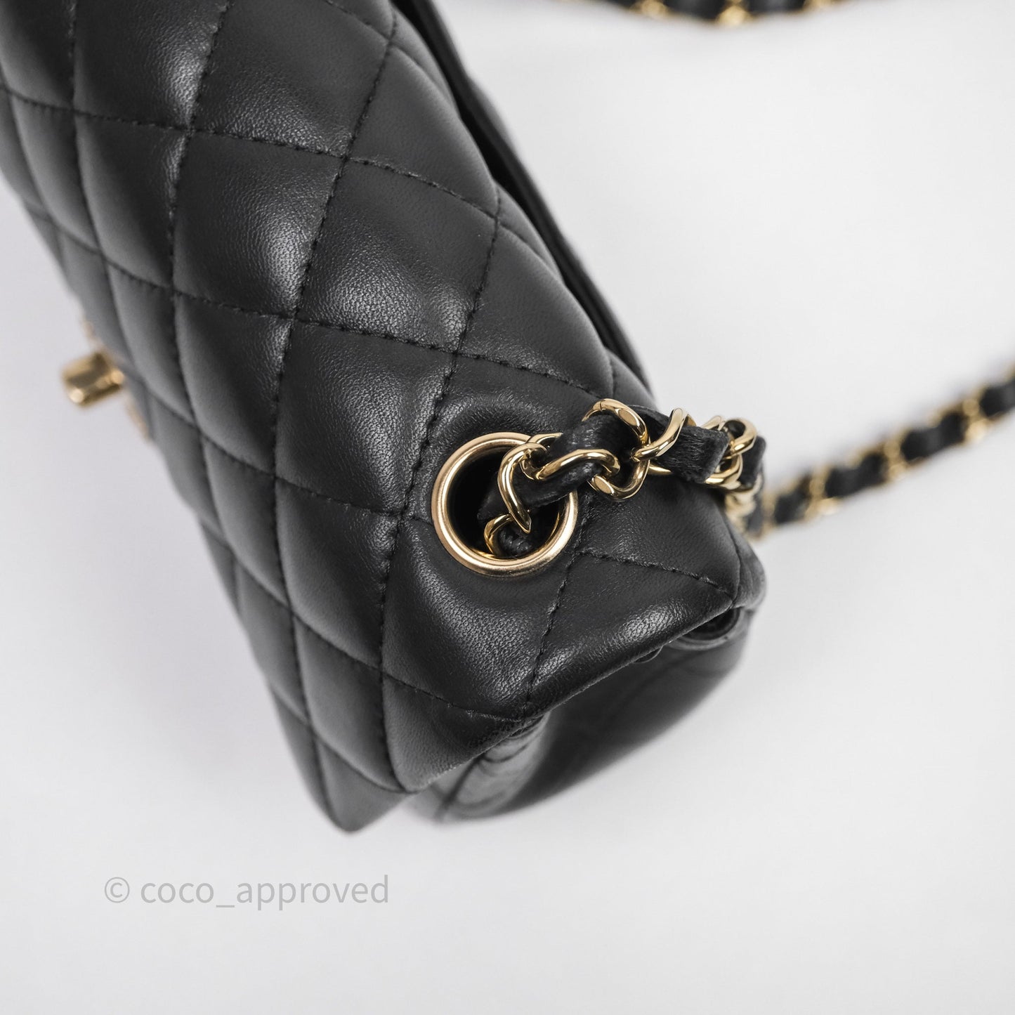 Chanel Mini Rectangular Flap Quilted Black Lambskin Gold Hardware