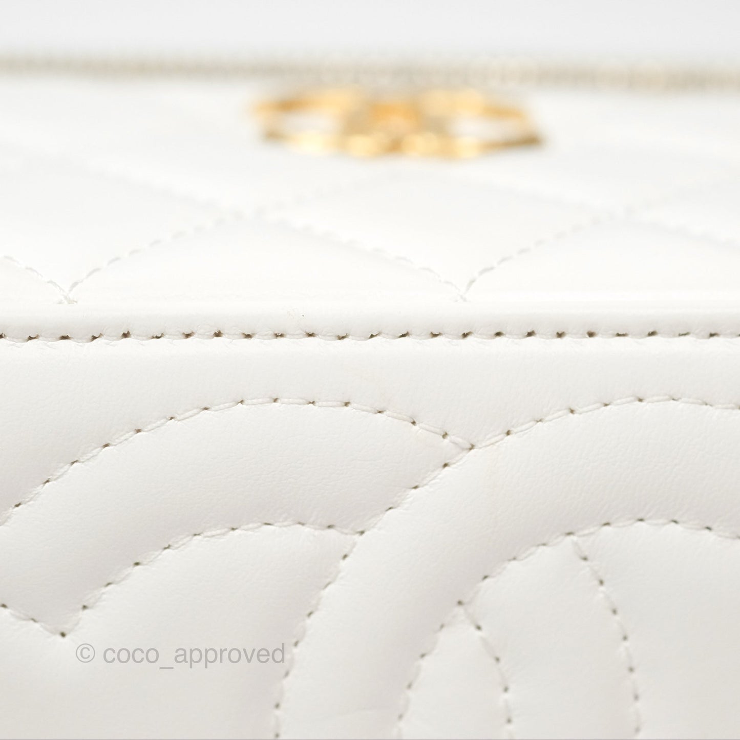 Chanel All Slide Vanity with Adjustable Chain White Lambskin Aged Gold Hardware