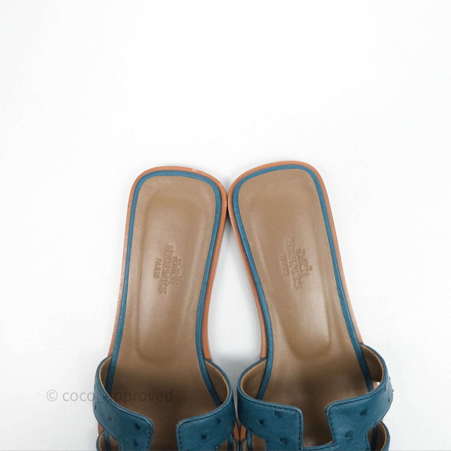 Hermès Oran Sandals in Blue Cobalt Ostrich Size 37