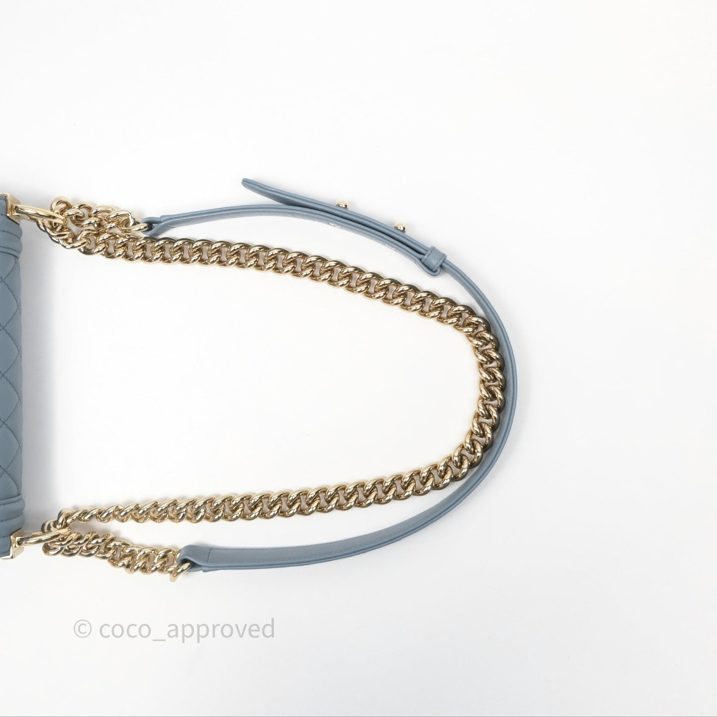 Chanel Small Quilted Boy Dusty Blue Lambskin Gold Hardware
