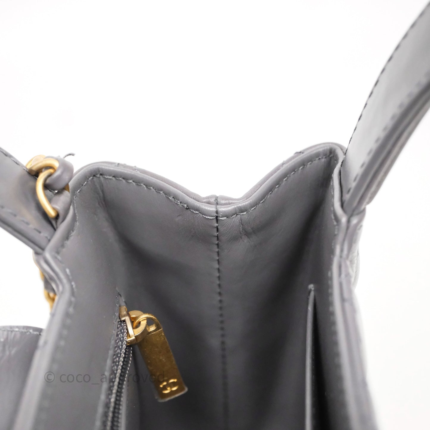 Chanel Kelly Bag Quilted Grey Shiny Crumpled Calfskin Aged Gold Hardware