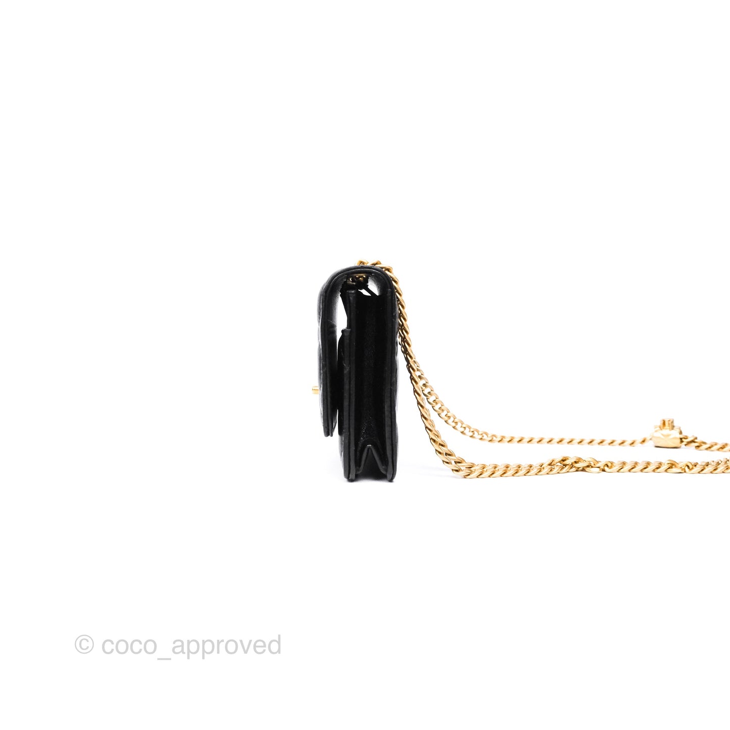 Chanel All Slide Wallet on Chain WOC Adjustable Chain Quilted Black Lambskin 22K