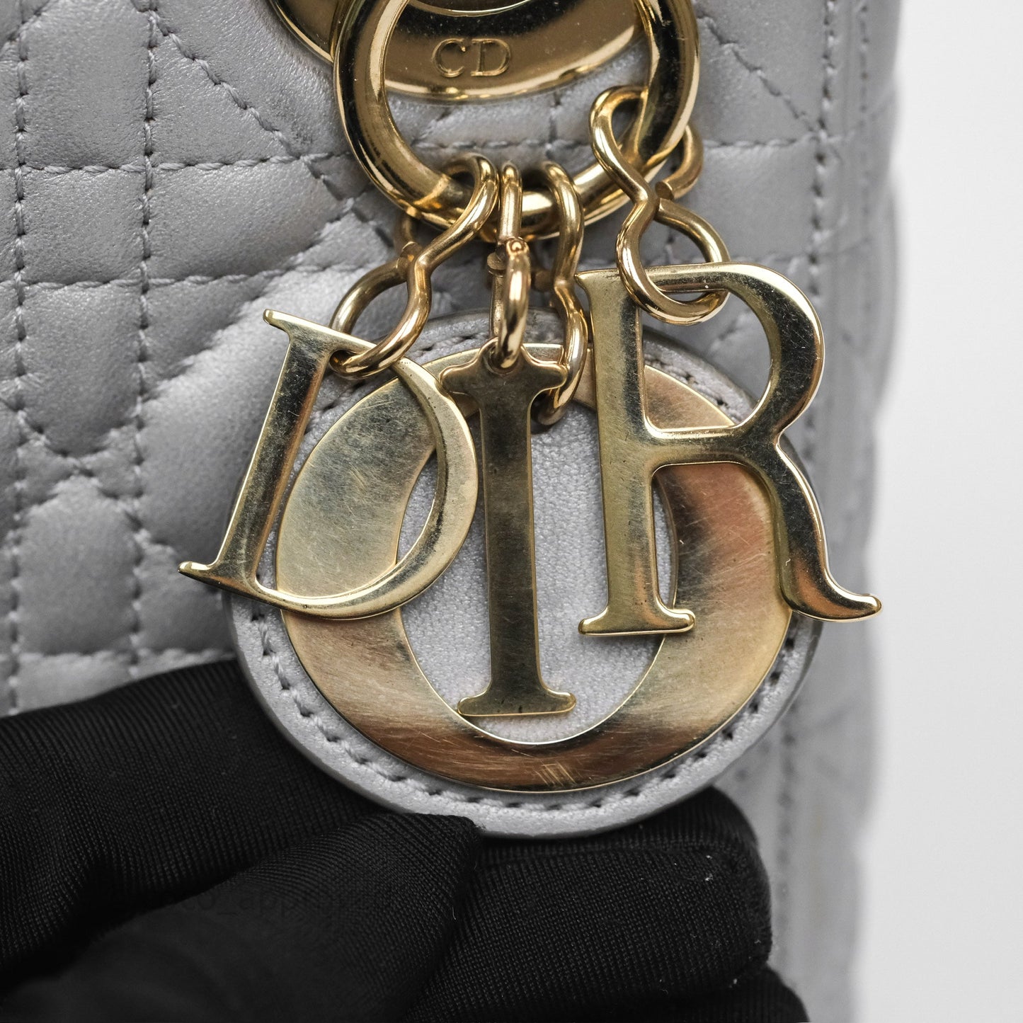 Christian Dior Mini Lady Dior Iridescent Grey Lambskin Cannage Gold Hardware