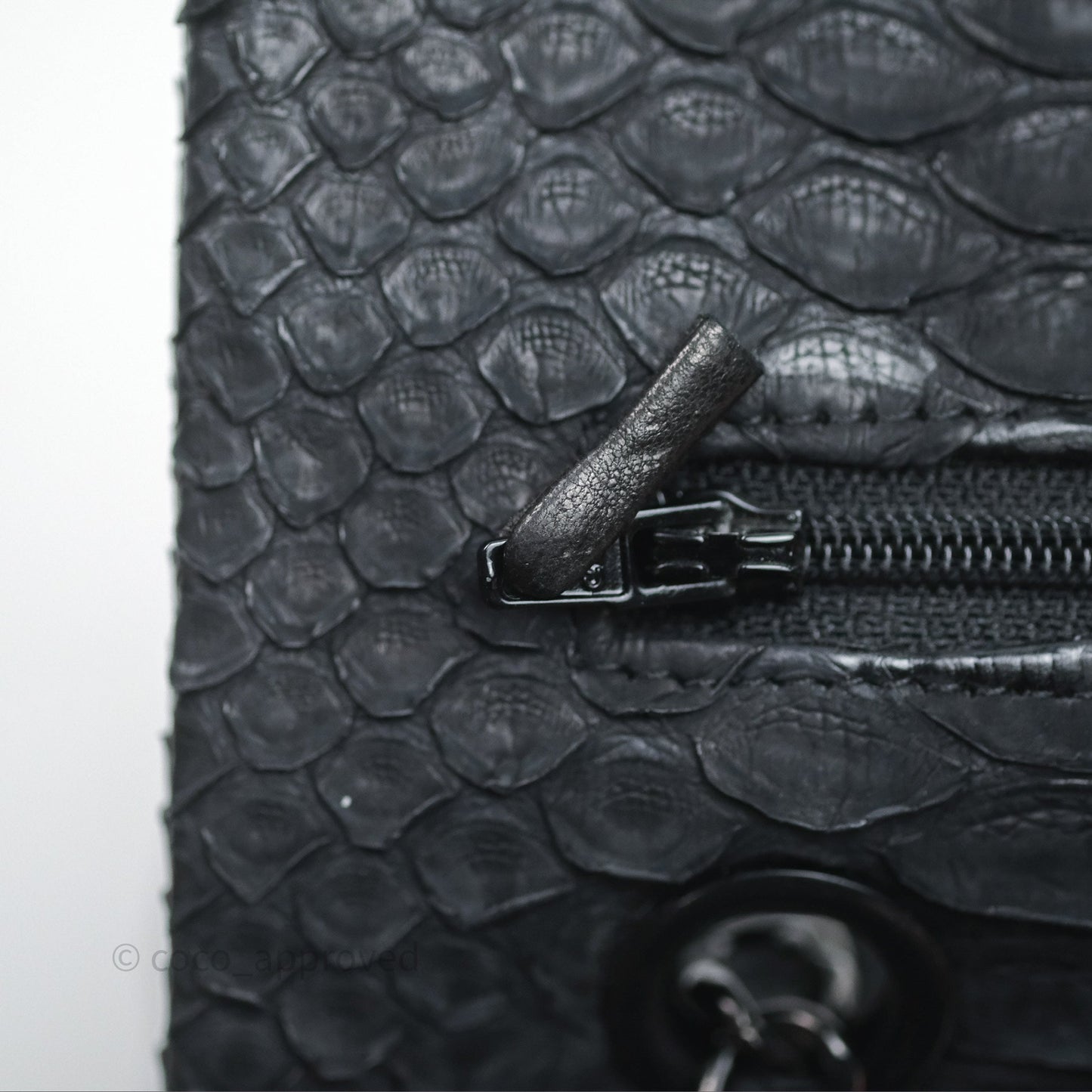 Chanel Classic M/L Medium Flap So Black Python Black Hardware
