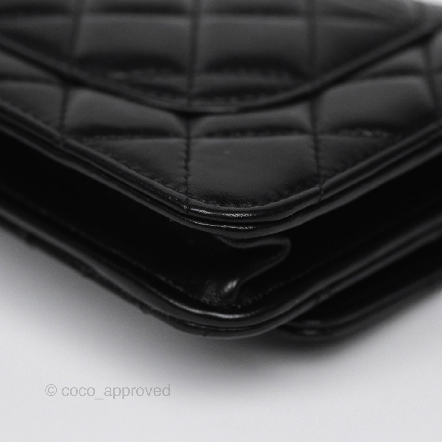 Chanel All Slide Wallet on Chain WOC Adjustable Chain Quilted Black Lambskin 22K