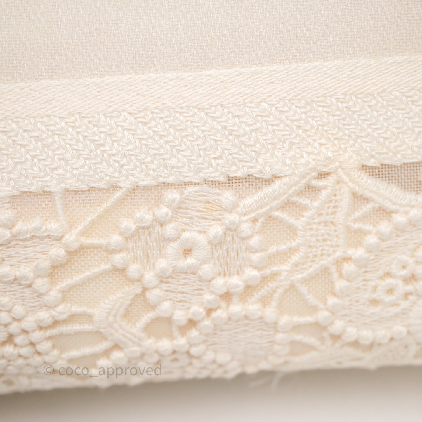 Christian Dior Lace Medium Lady Dior Ivory White Gold Hardware