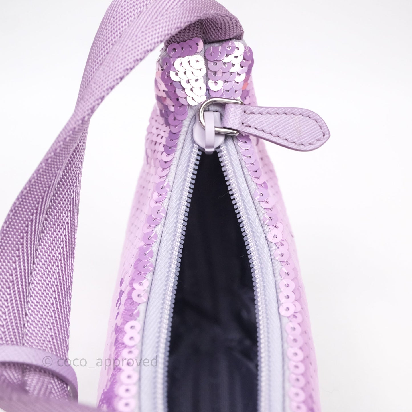Prada Re-Edition 2000 Nylon Mini Hobo Bag Purple Sequin