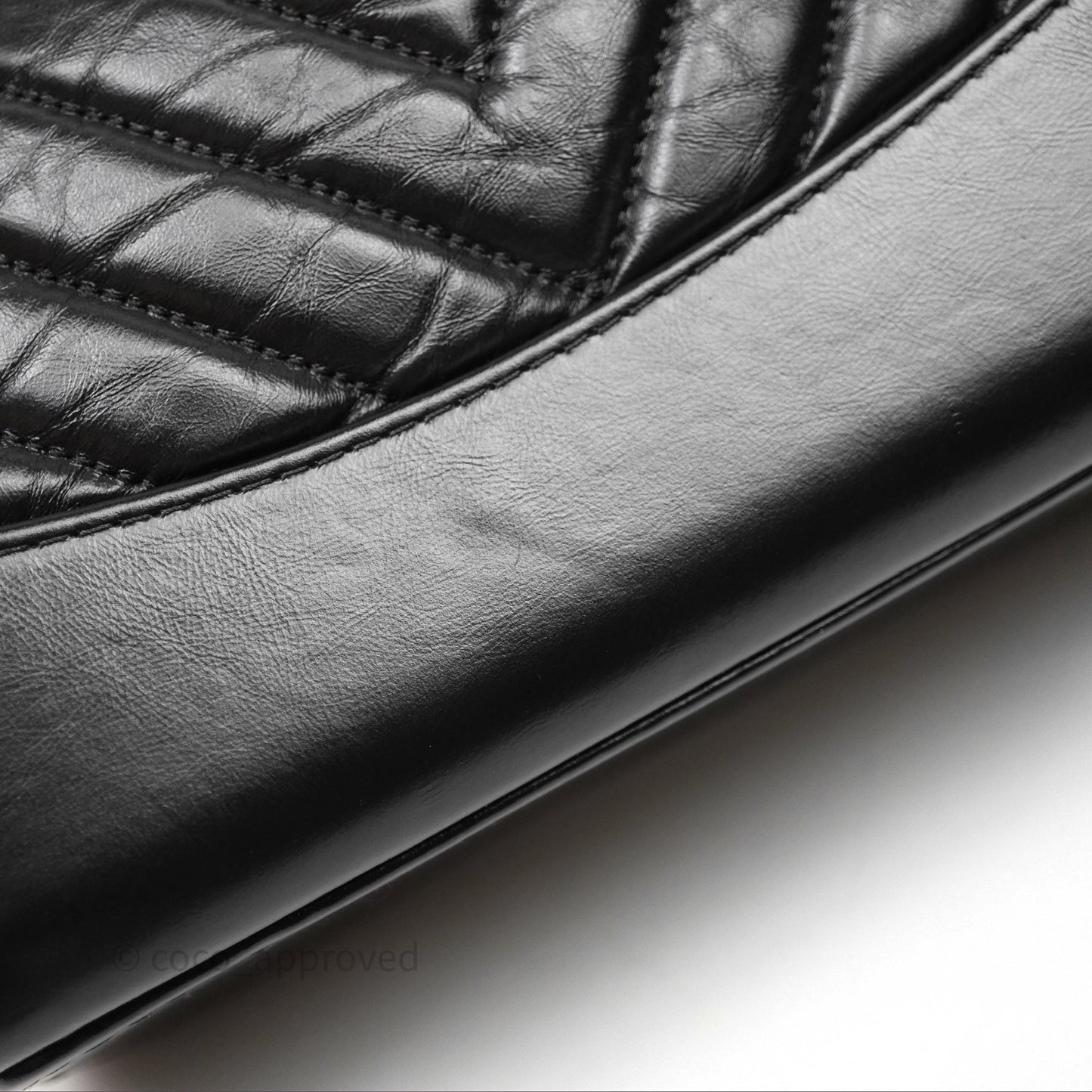 Chanel Small Chevron Gabrielle Backpack Black Aged Calfskin