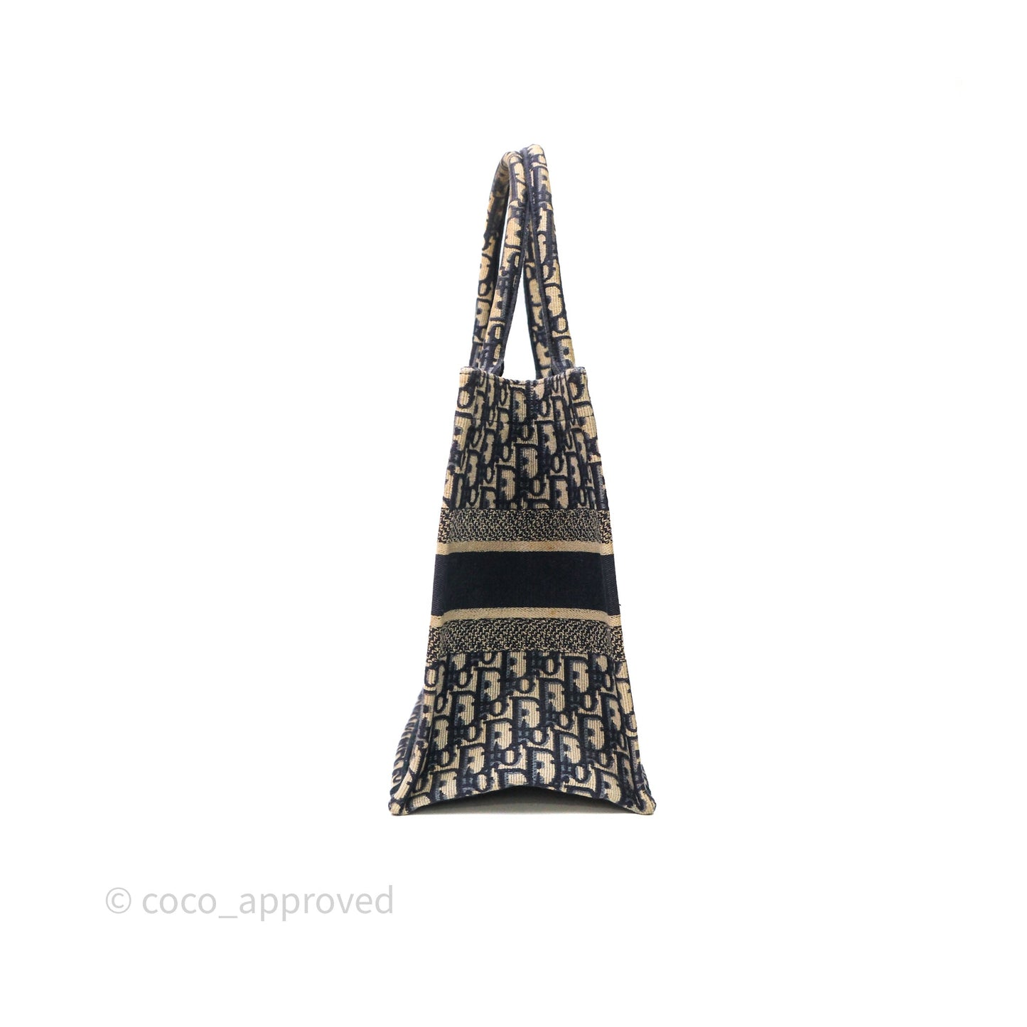 Christian Dior Medium Blue (Old Small) Dior Oblique Embroidery Canvas Book Tote