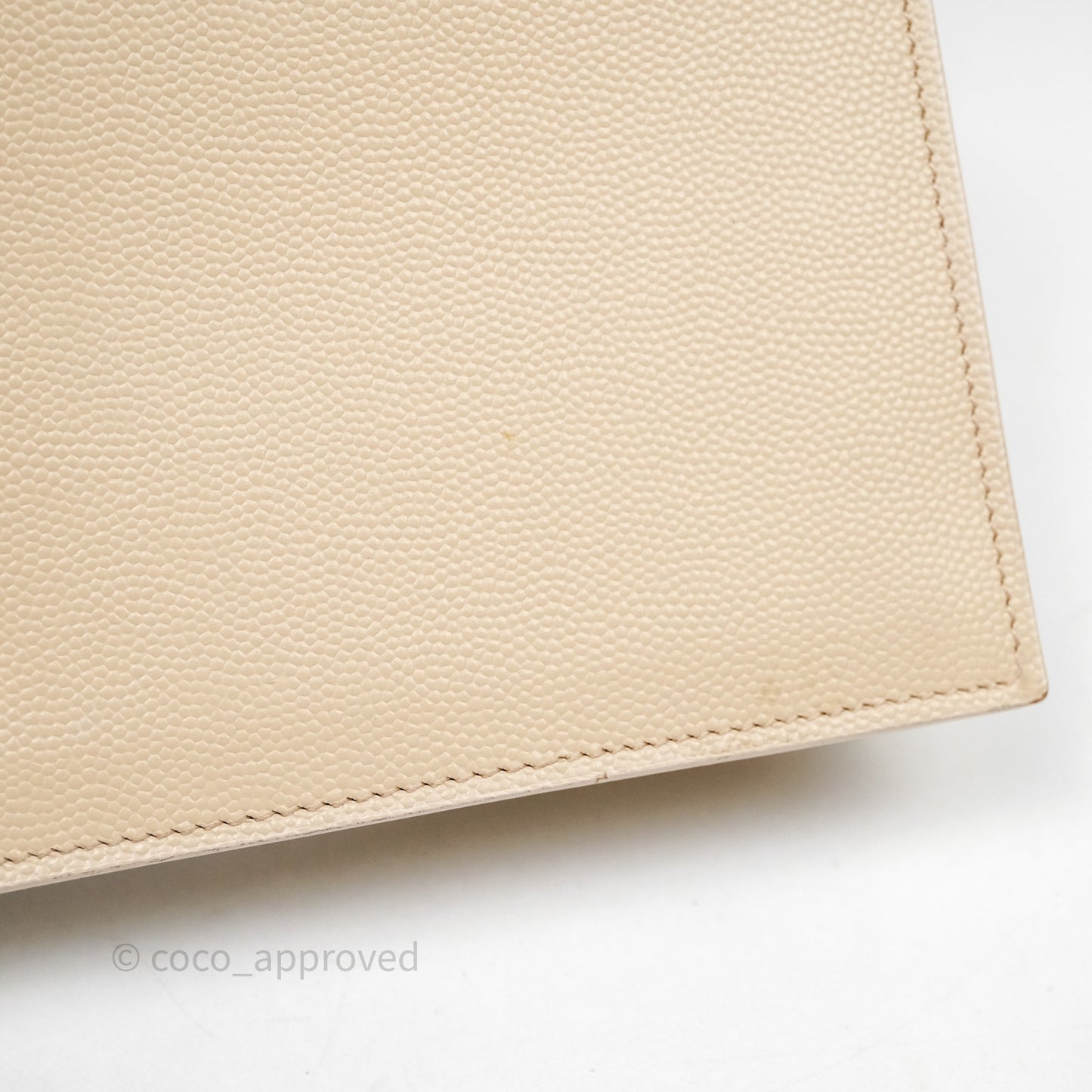 Saint Laurent Kate Clutch Monogram Beige Grain De Poudre Gold Hardware