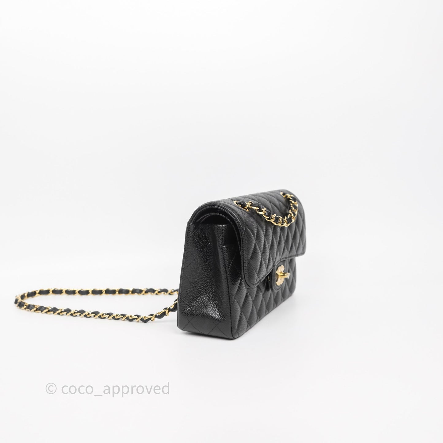 Chanel Small Classic Flap Quilted Black Caviar Gold Hardware