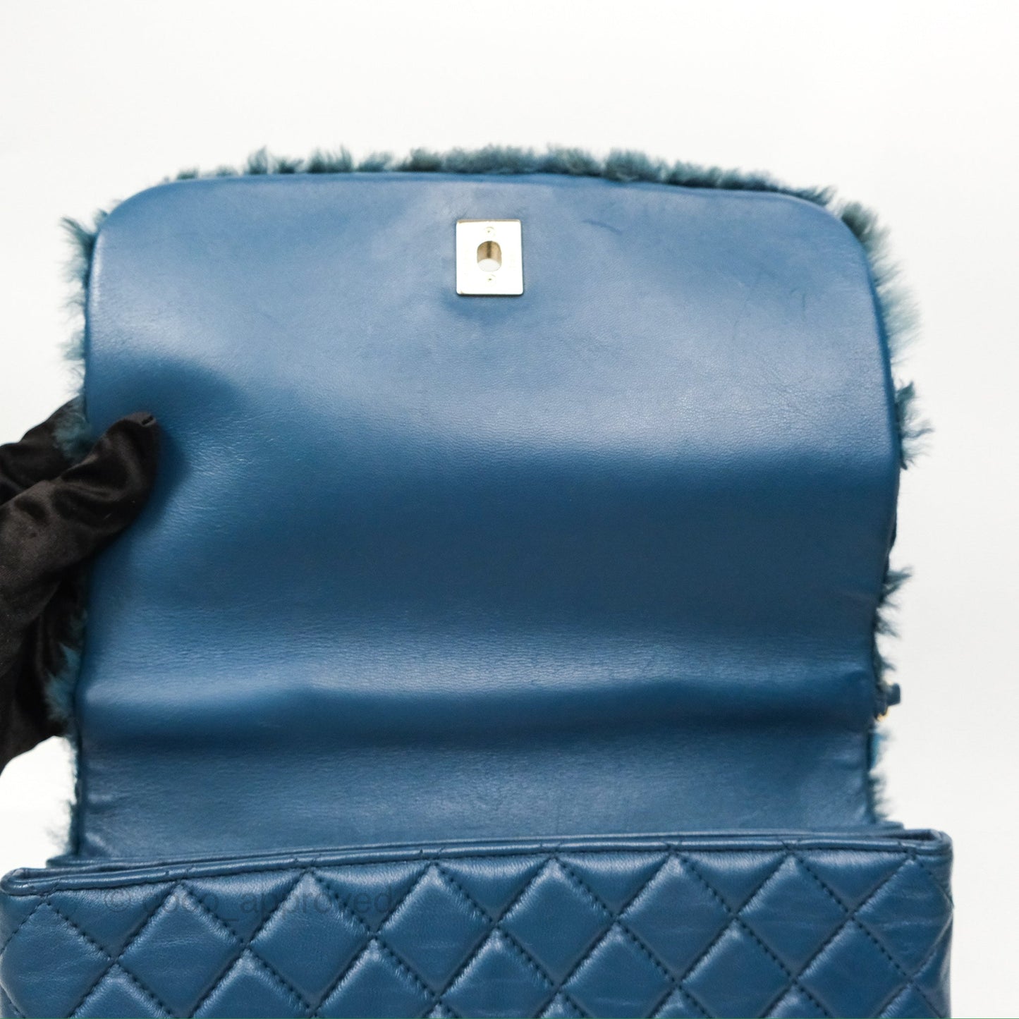 Chanel Top Handle Bag Green Blue Orylag Fur 17A